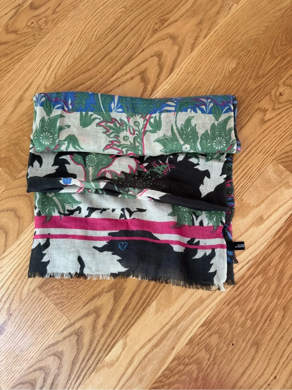 Unbranded Silk Cashmere Floral Scarf 80” x 28” – Colorful Botanical Print